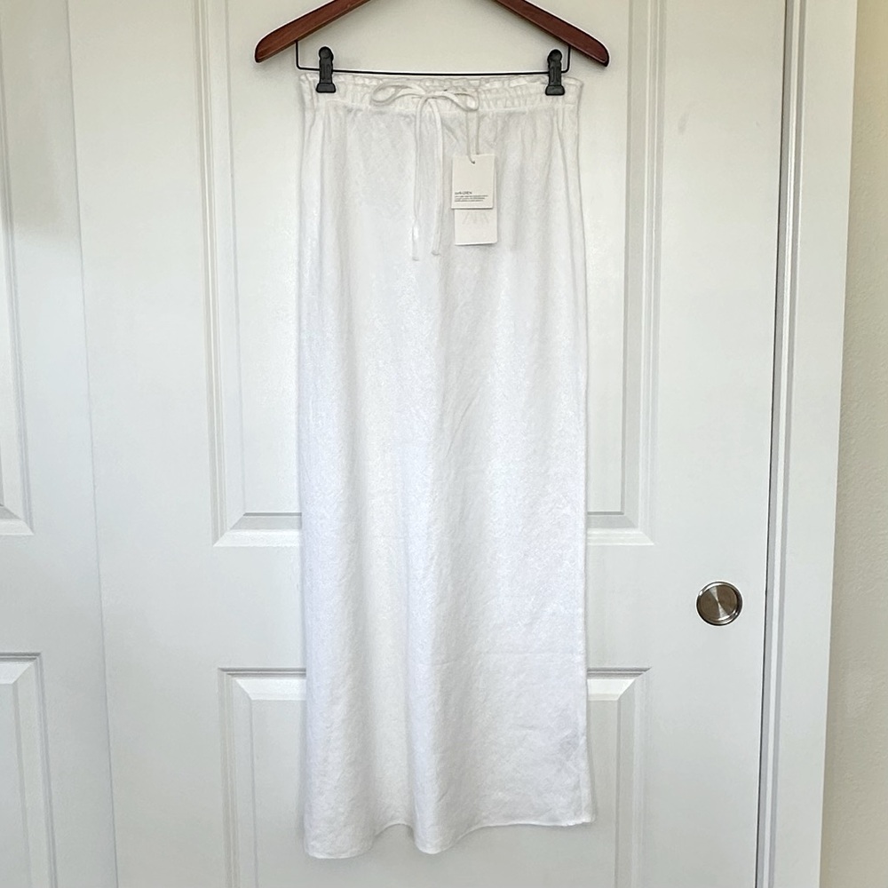 NWT Zara 100% Linen White Maxi Skirt - Picture 4 of 15